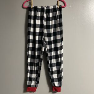 Girls Pajama Pants Black White Plaid Large 12/14